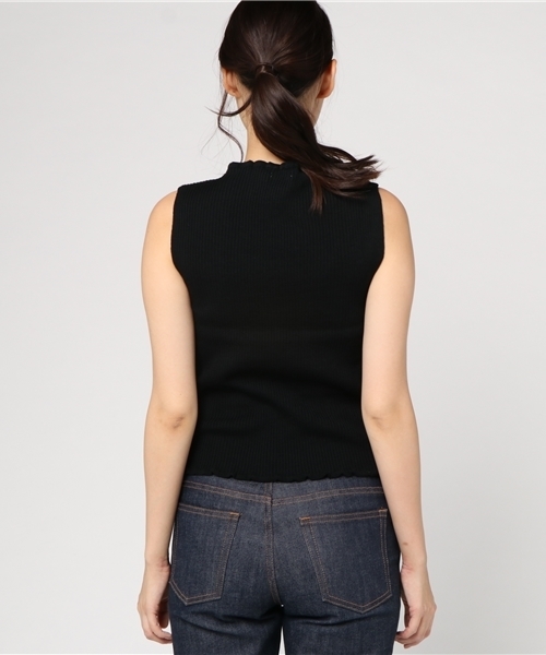 WEGO（ウィゴー）の「WEGO/フリルネックノースリーブニット（ニット/セーター・レディース・ブラック/オフホワイト/ダークグリーン/パープル/ワイン・MEDIUM/LARGE）」の8枚目の写真