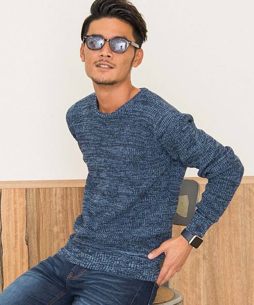 CavariA(キャバリア)の「『CavariA/キャバリア』ラーベン編みクルーネック長袖ニットセーター(ニット/セーター・メンズ・ベージュ/サックスブルー/パープル/テラコッタ/ピンク/ホワイト/インディゴブルー/ブラック/ネイビー/グレー/グリーン系その他/イエロー/ラベンダー/ミント/クリーム/ブラウン/カーキ/グリーン・M/L)」の14枚目の写真