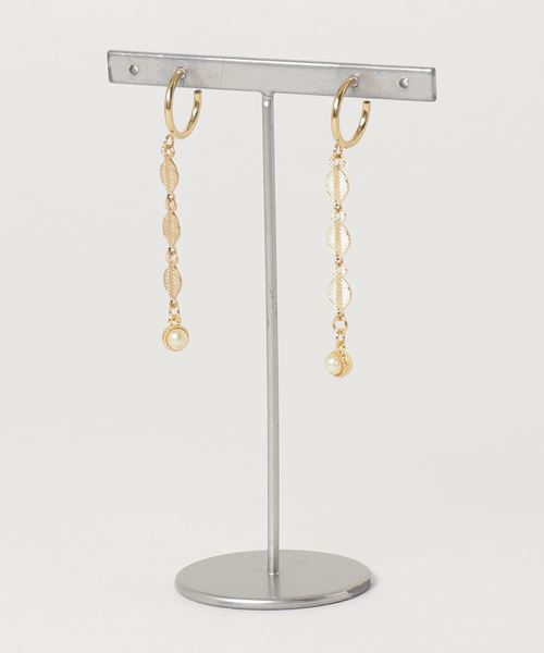 TONE SELECT GOODS(トーンセレクトグッズ)の「【fleur by Miho Nakayama】リーフチェーンマカロンカラーイヤリングセット(イヤリング・レディース・ピンク/ミント/イエロー系その他/ピンク系その他・FREE)」の3枚目の写真