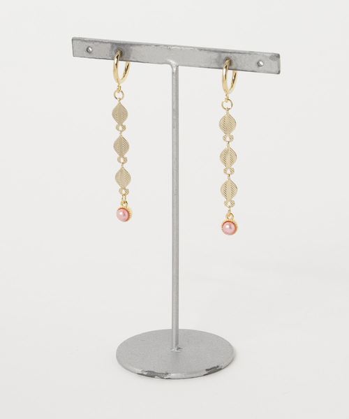TONE SELECT GOODS(トーンセレクトグッズ)の「【fleur by Miho Nakayama】リーフチェーンマカロンカラーイヤリングセット(イヤリング・レディース・ピンク/ミント/イエロー系その他/ピンク系その他・FREE)」の4枚目の写真