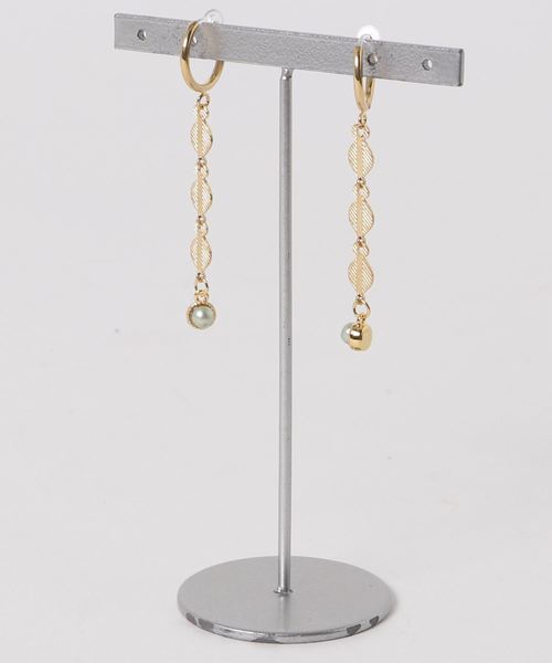 TONE SELECT GOODS(トーンセレクトグッズ)の「【fleur by Miho Nakayama】リーフチェーンマカロンカラーイヤリングセット(イヤリング・レディース・ピンク/ミント/イエロー系その他/ピンク系その他・FREE)」の2枚目の写真