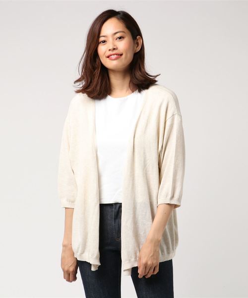Samansa Mos2（サマンサ モスモス）の「コーヒー混 機能素材トッパーカーディガン（ニット/セーター・レディース・オフホワイト/ベージュ/ネイビー・ﾌﾘ-）」の2枚目の写真