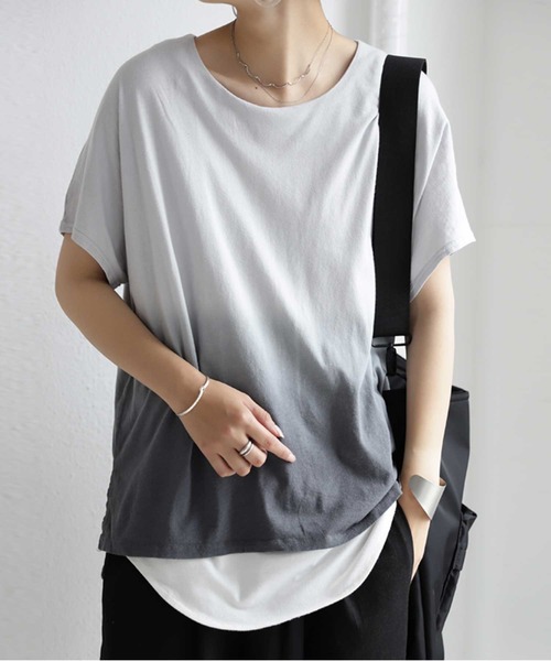 antiqua（アンティカ）の「ムラ染めTシャツ（Tシャツ/カットソー・レディース・グレー系その他/ベージュ系その他・FREE）」の10枚目の写真