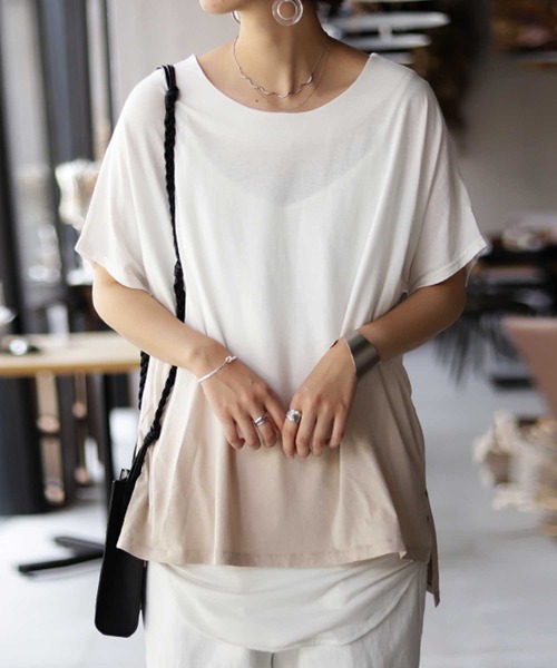 antiqua（アンティカ）の「ムラ染めTシャツ（Tシャツ/カットソー・レディース・グレー系その他/ベージュ系その他・FREE）」の7枚目の写真