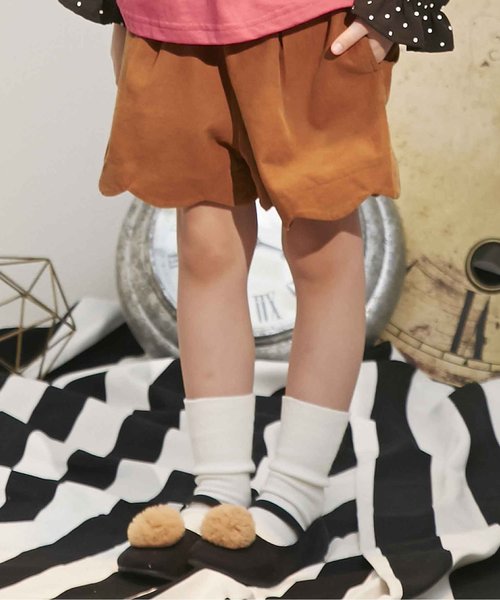 apres les cours（アプレレクール）の「スカラップショートパンツ ショート丈（その他パンツ・キッズ・ネイビー/キャメル/ドット/レンガ・90/100/110/120/80/130/140）」の3枚目の写真