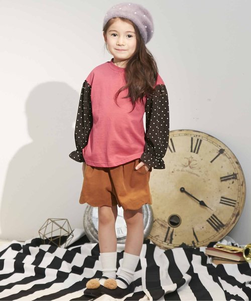 apres les cours（アプレレクール）の「スカラップショートパンツ ショート丈（その他パンツ・キッズ・ネイビー/キャメル/ドット/レンガ・90/100/110/120/80/130/140）」の5枚目の写真