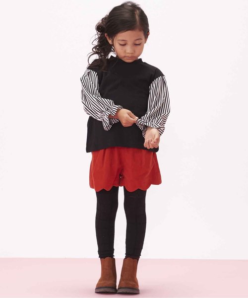 apres les cours（アプレレクール）の「スカラップショートパンツ ショート丈（その他パンツ・キッズ・ネイビー/キャメル/ドット/レンガ・90/100/110/120/80/130/140）」の9枚目の写真