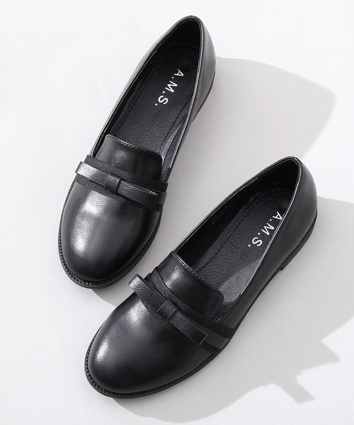 A.M.S.（エーエムエス）の「プレーントゥ リボン オペラパンプス（パンプス・レディース・ブラック/シルバー/ブラック系その他・S/M/L/XL）」の2枚目の写真