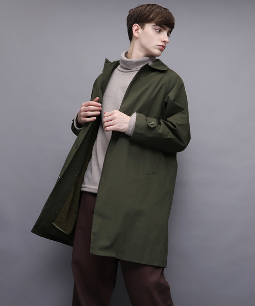 EMMA CLOTHES(エマクローズ)の「全面裏ボアオーバーバルカラーコート(ステンカラーコート・メンズ・ブラック/オリーブ・M/L)」の2枚目の写真
