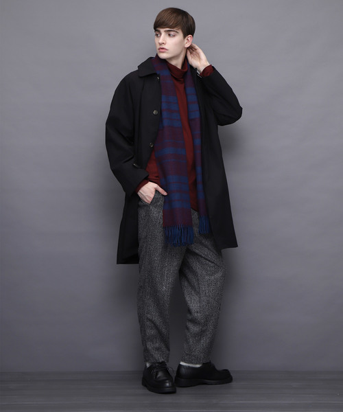 EMMA CLOTHES(エマクローズ)の「全面裏ボアオーバーバルカラーコート(ステンカラーコート・メンズ・ブラック/オリーブ・M/L)」の9枚目の写真