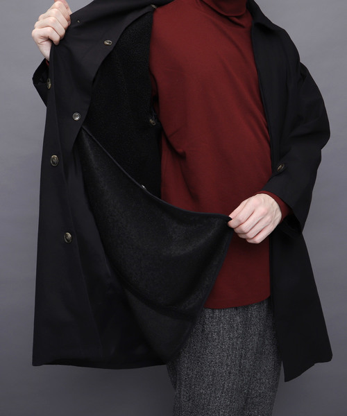 EMMA CLOTHES(エマクローズ)の「全面裏ボアオーバーバルカラーコート(ステンカラーコート・メンズ・ブラック/オリーブ・M/L)」の15枚目の写真