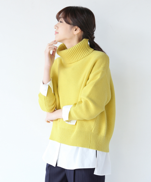 GLOBAL WORK（グローバルワーク）の「洗えるガータータートルプルオーバー/822613（ニット/セーター・レディース・オフホワイト/ホワイト系その他/ベージュ/ブルー/イエロー・MEDIUM/LARGE）」の5枚目の写真