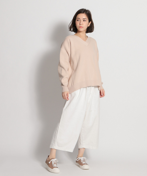 niko and...(ニコアンド)の「ミラノリブ抜き襟Vプルオーバー(ニット/セーター・レディース・ピンク/オレンジ/グリーン/ネイビー/ベージュ・MEDIUM/LARGE)」の8枚目の写真