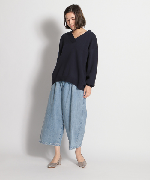 niko and...(ニコアンド)の「ミラノリブ抜き襟Vプルオーバー(ニット/セーター・レディース・ピンク/オレンジ/グリーン/ネイビー/ベージュ・MEDIUM/LARGE)」の10枚目の写真