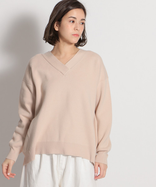niko and...(ニコアンド)の「ミラノリブ抜き襟Vプルオーバー(ニット/セーター・レディース・ピンク/オレンジ/グリーン/ネイビー/ベージュ・MEDIUM/LARGE)」の11枚目の写真