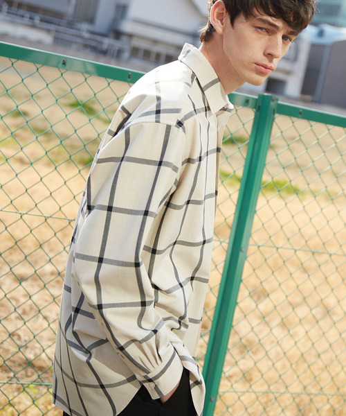 MAISON SPECIAL（メゾンスペシャル）の「オーバーサイズ4WAYビッグチェックシャツ 【MAISON SPECIAL/メゾンスペシャル】（シャツ/ブラウス・メンズ・ブラック/オフホワイト・44/46/48）」の2枚目の写真