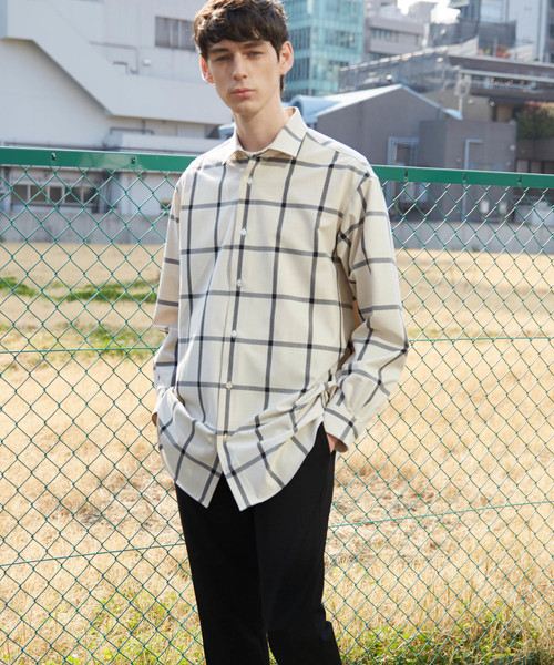 MAISON SPECIAL（メゾンスペシャル）の「オーバーサイズ4WAYビッグチェックシャツ 【MAISON SPECIAL/メゾンスペシャル】（シャツ/ブラウス・メンズ・ブラック/オフホワイト・44/46/48）」の5枚目の写真