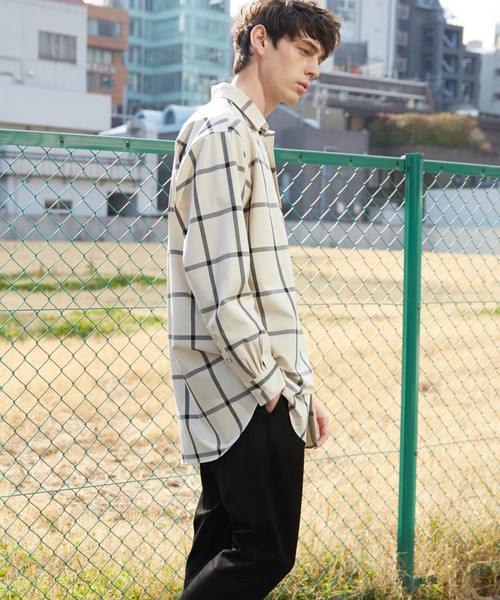 MAISON SPECIAL（メゾンスペシャル）の「オーバーサイズ4WAYビッグチェックシャツ 【MAISON SPECIAL/メゾンスペシャル】（シャツ/ブラウス・メンズ・ブラック/オフホワイト・44/46/48）」の6枚目の写真