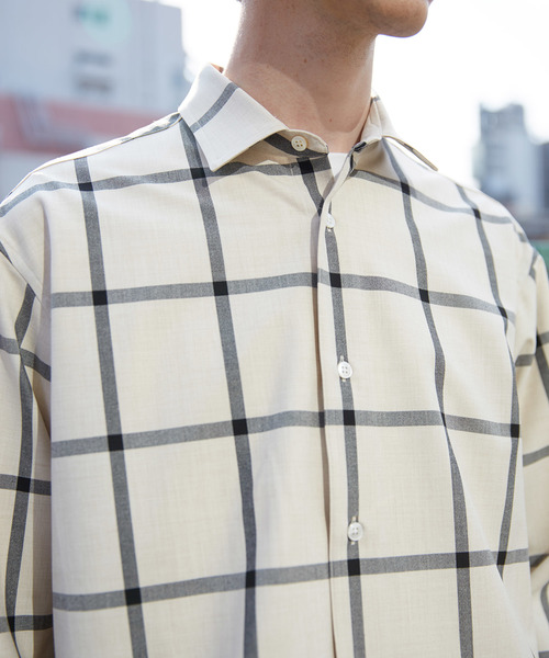 MAISON SPECIAL（メゾンスペシャル）の「オーバーサイズ4WAYビッグチェックシャツ 【MAISON SPECIAL/メゾンスペシャル】（シャツ/ブラウス・メンズ・ブラック/オフホワイト・44/46/48）」の8枚目の写真