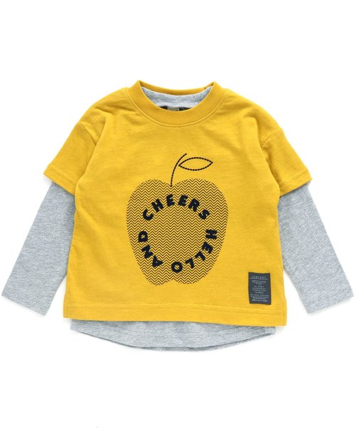 apres les cours(アプレレクール)の「アップルレイヤードTシャツセット(Tシャツ/カットソー・キッズ・オフホワイト/グリーン/マスタード・90/100/110/120/80/130)」の3枚目の写真