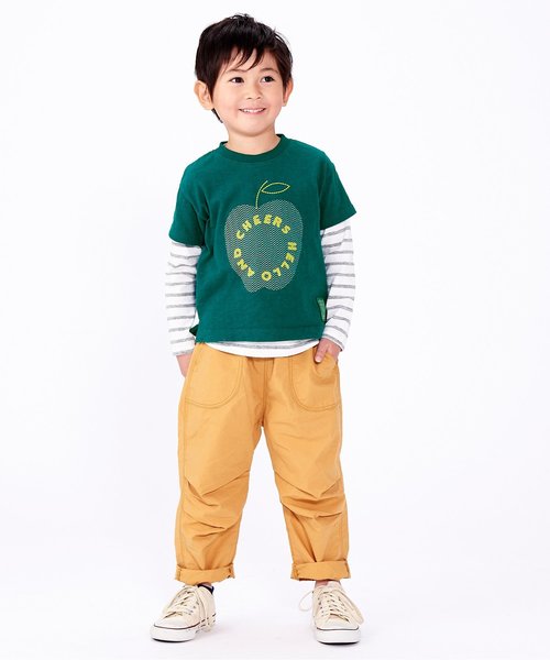 apres les cours(アプレレクール)の「アップルレイヤードTシャツセット(Tシャツ/カットソー・キッズ・オフホワイト/グリーン/マスタード・90/100/110/120/80/130)」の4枚目の写真