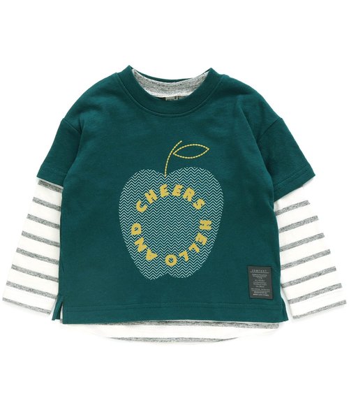 apres les cours(アプレレクール)の「アップルレイヤードTシャツセット(Tシャツ/カットソー・キッズ・オフホワイト/グリーン/マスタード・90/100/110/120/80/130)」の8枚目の写真