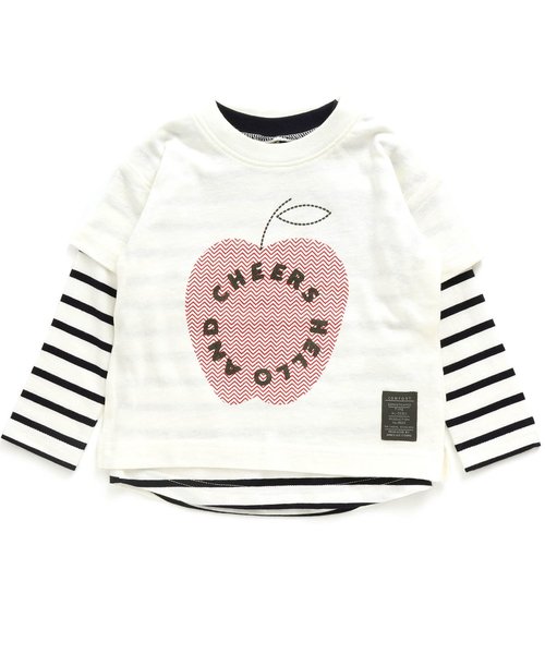 apres les cours(アプレレクール)の「アップルレイヤードTシャツセット(Tシャツ/カットソー・キッズ・オフホワイト/グリーン/マスタード・90/100/110/120/80/130)」の13枚目の写真