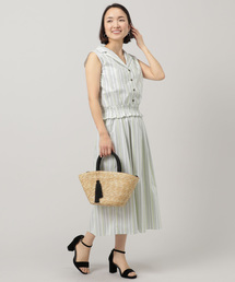 Doux archives Hamac | マルチストライプ開襟ブラウス+フレアスカート(ワンピース)