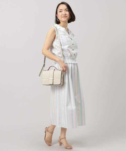 Doux archives Hamac（ドゥアルシーヴ アマーク）の「マルチストライプ開襟ブラウス+フレアスカート（ワンピース・レディース・カーキ/グリーン/ブルー・MEDIUM）」の14枚目の写真