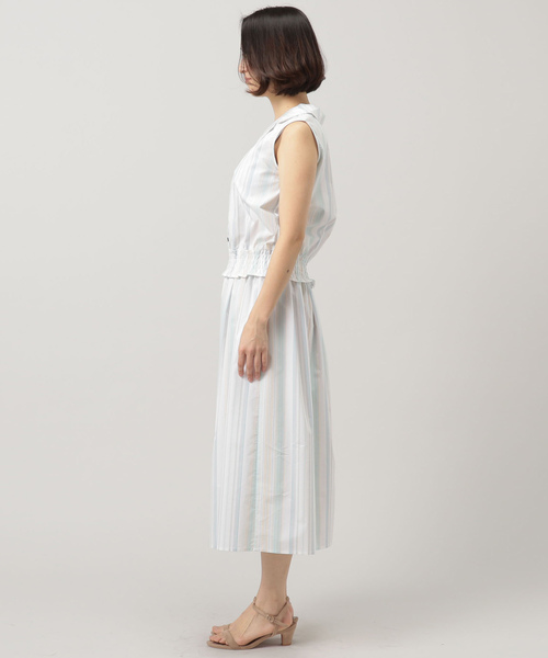 Doux archives Hamac（ドゥアルシーヴ アマーク）の「マルチストライプ開襟ブラウス+フレアスカート（ワンピース・レディース・カーキ/グリーン/ブルー・MEDIUM）」の13枚目の写真