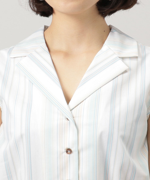 Doux archives Hamac（ドゥアルシーヴ アマーク）の「マルチストライプ開襟ブラウス+フレアスカート（ワンピース・レディース・カーキ/グリーン/ブルー・MEDIUM）」の11枚目の写真