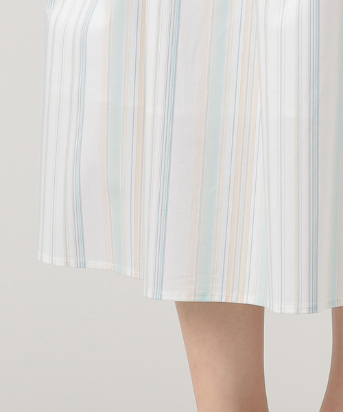 Doux archives Hamac（ドゥアルシーヴ アマーク）の「マルチストライプ開襟ブラウス+フレアスカート（ワンピース・レディース・カーキ/グリーン/ブルー・MEDIUM）」の9枚目の写真