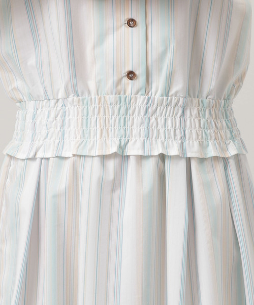 Doux archives Hamac（ドゥアルシーヴ アマーク）の「マルチストライプ開襟ブラウス+フレアスカート（ワンピース・レディース・カーキ/グリーン/ブルー・MEDIUM）」の8枚目の写真