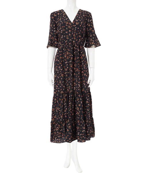 fifth(フィフス)の「小花柄カシュクールロングワンピース(ワンピース・レディース・イエロー/ブラック/ホワイト・MEDIUM)」の11枚目の写真