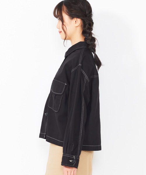 WEGO（ウィゴー）の「WEGO/BIGポケットクロップドシャツ（シャツ/ブラウス・レディース・カーキ/ベージュ/ブラック・FREE）」の10枚目の写真