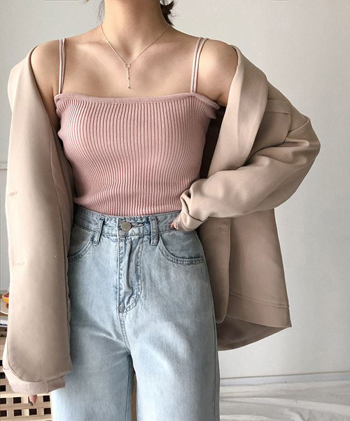 urge：（アージコロン ）の「【URGE：】☆CanCam掲載アイテム☆ レーヨンリブキャミソール（キャミソール・レディース・ブラック/ベージュ/ブラウン/オフホワイト/ピンク/イエロー/ブルー/ライトグリーン・FREE/SMALL/MEDIUM/LARGE）」の8枚目の写真