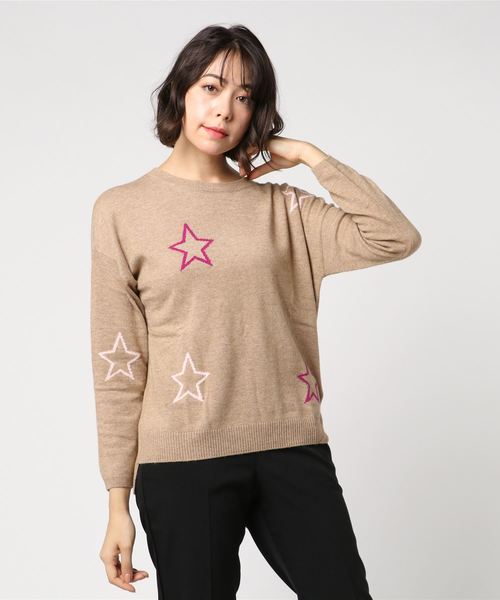 sabstreet my standard(サブストリートマイスタンダード)の「『CHARLI(チャーリー)』くり抜きスターモチーフニット【大きいサイズ対応】【9号(M)~19号(5L)】(ニット/セーター・レディース・ネイビー/モカ/グリーン・19号/15号/9号)」の1枚目の写真
