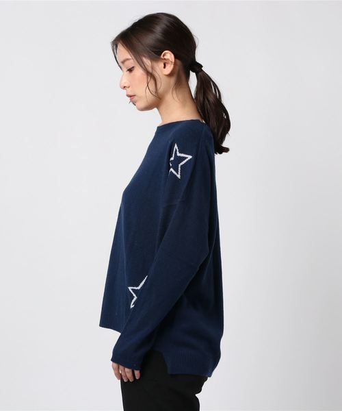 sabstreet my standard(サブストリートマイスタンダード)の「『CHARLI(チャーリー)』くり抜きスターモチーフニット【大きいサイズ対応】【9号(M)~19号(5L)】(ニット/セーター・レディース・ネイビー/モカ/グリーン・19号/15号/9号)」の4枚目の写真