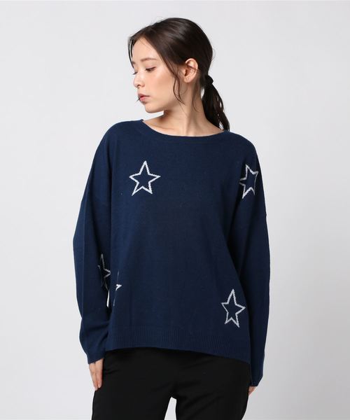 sabstreet my standard(サブストリートマイスタンダード)の「『CHARLI(チャーリー)』くり抜きスターモチーフニット【大きいサイズ対応】【9号(M)~19号(5L)】(ニット/セーター・レディース・ネイビー/モカ/グリーン・19号/15号/9号)」の6枚目の写真