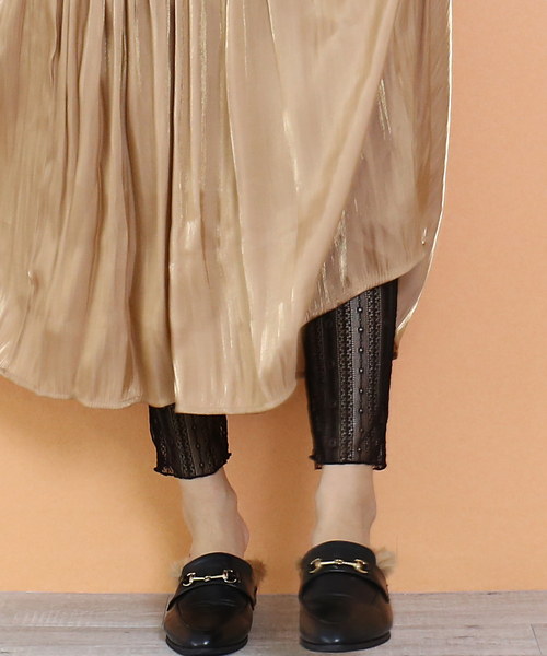 CHARM BERRY TIC（チャームベリーチック）の「ストライプレース柄レギンス（レギンス/スパッツ・レディース・ブラック/ブラウン/テラコッタ・S-M）」の10枚目の写真