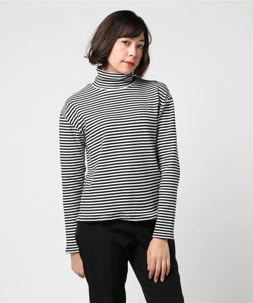 DING（ディング）の「DING/ボーダーハイネックロンT（Tシャツ/カットソー・レディース・ホワイト・FREE）」の4枚目の写真