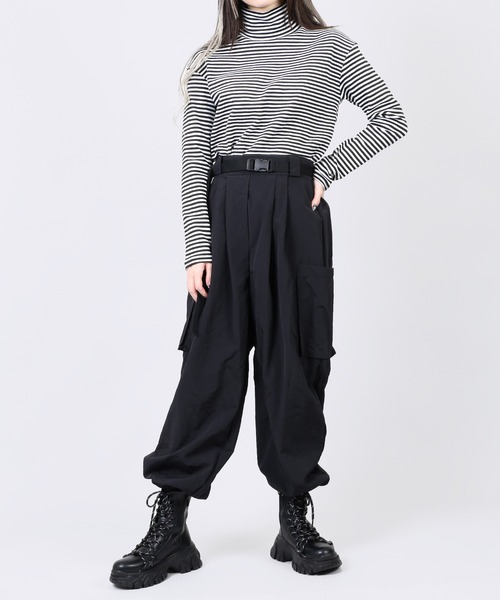 DING（ディング）の「DING/ボーダーハイネックロンT（Tシャツ/カットソー・レディース・ホワイト・FREE）」の9枚目の写真