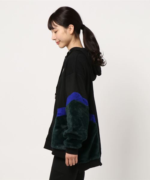 チャイハネ（チャイハネ）の「【チャイハネ】フェイクファーパッチワークパーカー（パーカー・レディース・ホワイト/ブラック/ブラウン・FREE）」の5枚目の写真