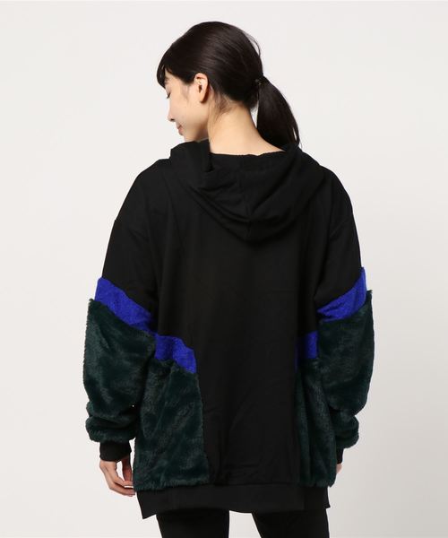 チャイハネ（チャイハネ）の「【チャイハネ】フェイクファーパッチワークパーカー（パーカー・レディース・ホワイト/ブラック/ブラウン・FREE）」の6枚目の写真