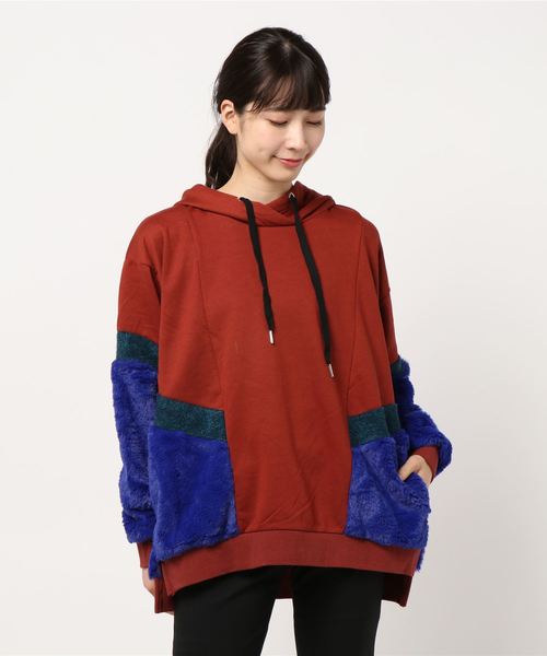 チャイハネ（チャイハネ）の「【チャイハネ】フェイクファーパッチワークパーカー（パーカー・レディース・ホワイト/ブラック/ブラウン・FREE）」の15枚目の写真