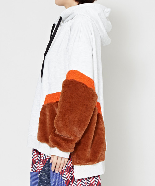 チャイハネ（チャイハネ）の「【チャイハネ】フェイクファーパッチワークパーカー（パーカー・レディース・ホワイト/ブラック/ブラウン・FREE）」の11枚目の写真