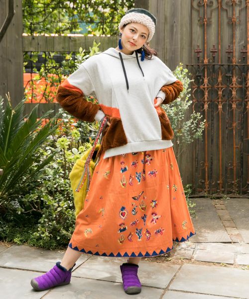 チャイハネ（チャイハネ）の「【チャイハネ】フェイクファーパッチワークパーカー（パーカー・レディース・ホワイト/ブラック/ブラウン・FREE）」の12枚目の写真