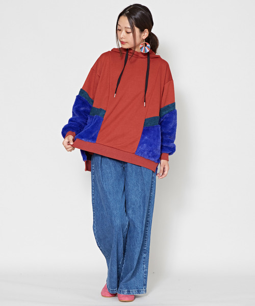 チャイハネ（チャイハネ）の「【チャイハネ】フェイクファーパッチワークパーカー（パーカー・レディース・ホワイト/ブラック/ブラウン・FREE）」の16枚目の写真