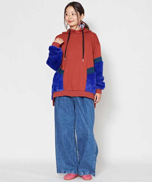 チャイハネ（チャイハネ）の「【チャイハネ】フェイクファーパッチワークパーカー（パーカー・レディース・ホワイト/ブラック/ブラウン・FREE）」の17枚目の写真