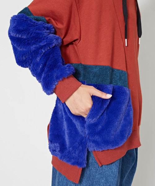 チャイハネ（チャイハネ）の「【チャイハネ】フェイクファーパッチワークパーカー（パーカー・レディース・ホワイト/ブラック/ブラウン・FREE）」の21枚目の写真